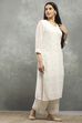 White Polyester Straight Kurta Pants Set image number 5