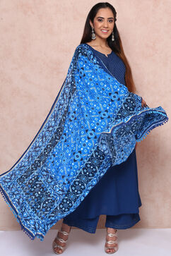 Indigo Viscose Asymmetric Suit Set image number 3
