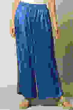 Coblt Blue LIVA Flared Printed Palazzo image number 3