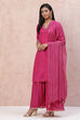 Magenta Viscose Straight Suit Set image number 5