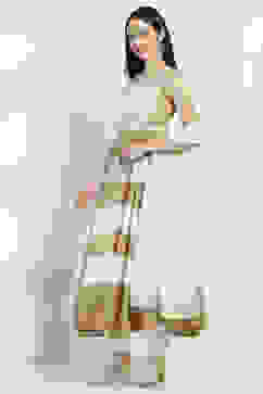 White and Golden Tiered Anarkali Suit Set image number 3