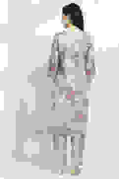 Mauve Cotton Floral Straight Suit Set image number 4