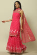 Pink Poly Georgette Straight Suit Set image number 4