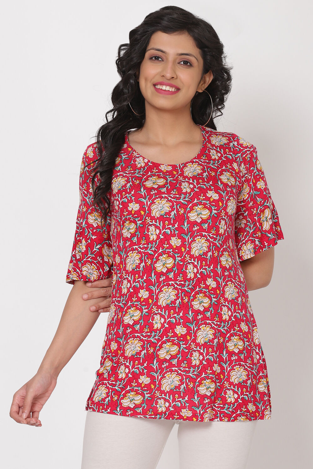 Buy Red Viscose Indie Top from Kurtis for INR489.00 Rangriti