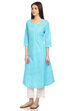Blue Kalidar Cotton Kurta image number 2