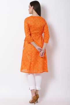 Orange Art Silk A-Line Kurta image number 4