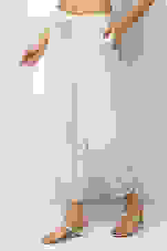 Ivory Cotton Blend Solid Pants image number 2