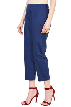 Blue Cotton Slim Pants image number 2