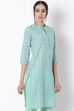 Green Cotton Straight Kurta image number 4