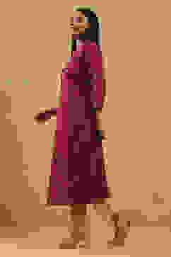 Red Viscose Rayon Printed Kalidar Kurta image number 4