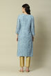 Blue LIVA Straight Printed Kurta image number 4