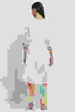 White Cotton Straight Suit Set image number 4