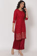 Maroon Polyster Matka Kurta image number 3