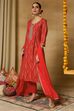 Red Viscose Rayon Straight Printed Suit Set image number 4