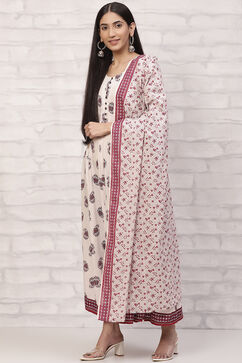 Cream Kalidar Printed Suit Set image number 3