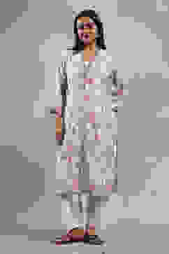 White Printed Straight Kurta image number 5