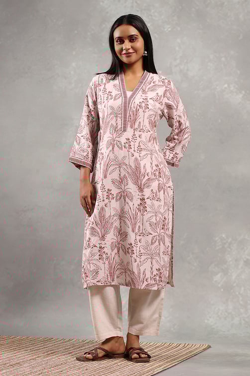 White Printed Straight Kurta image number 5
