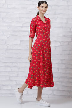 Red LIVA Kalidar Dress image number 3