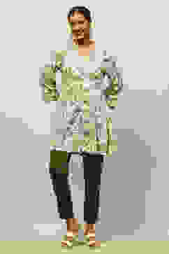 White Rayon Printed Straight Top image number 0