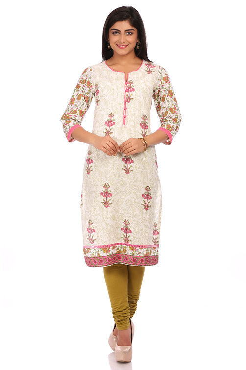 White Cotton Straight Kurta image number 0