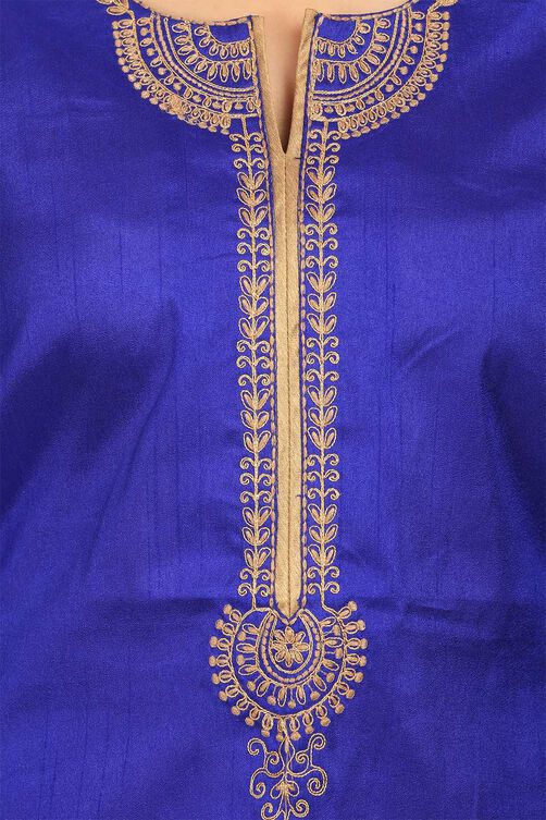 Blue Straight Polyester Kurta image number 4