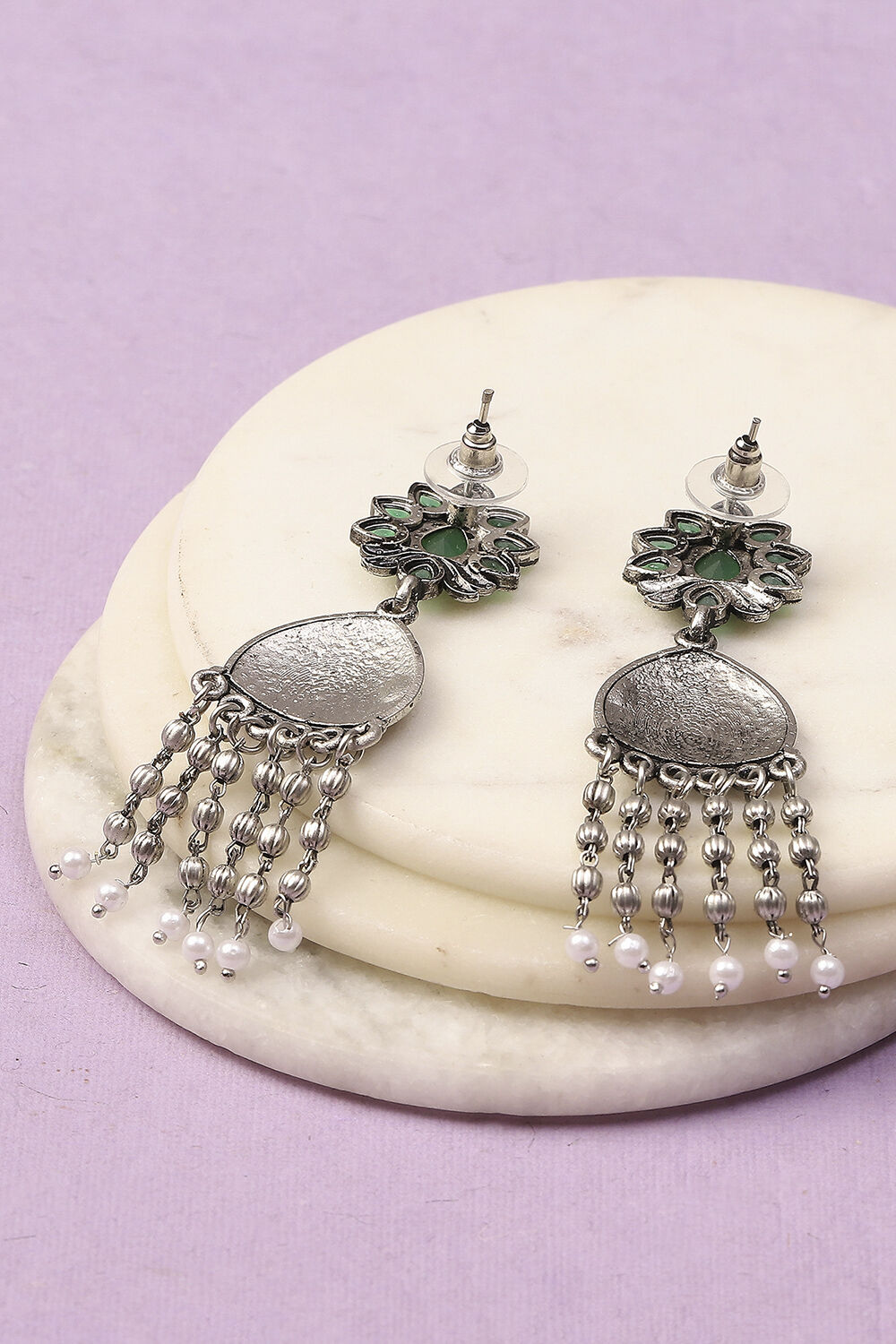 Green Oxidised Alloy Earrings image number 2
