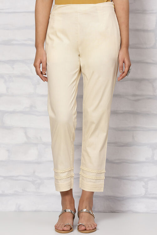 White Poly Cotton Slim Pant image number 0