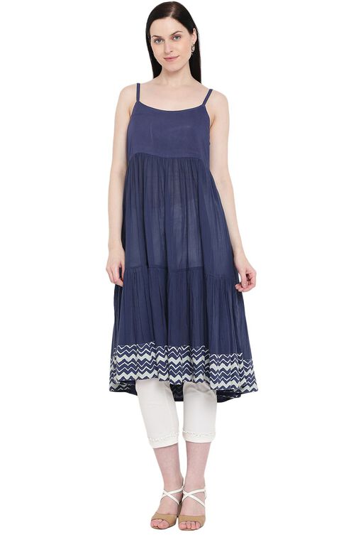 Indigo Rayon Straight Kurta image number 5