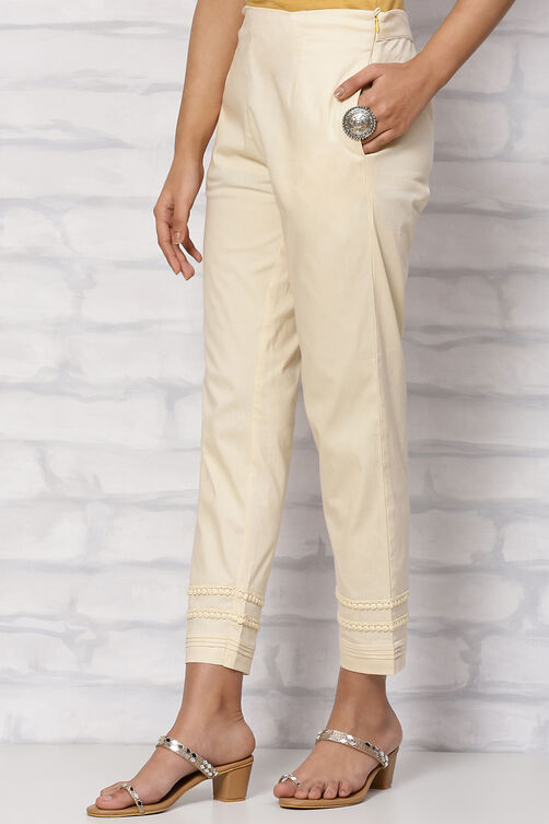 White Poly Cotton Slim Pant image number 2