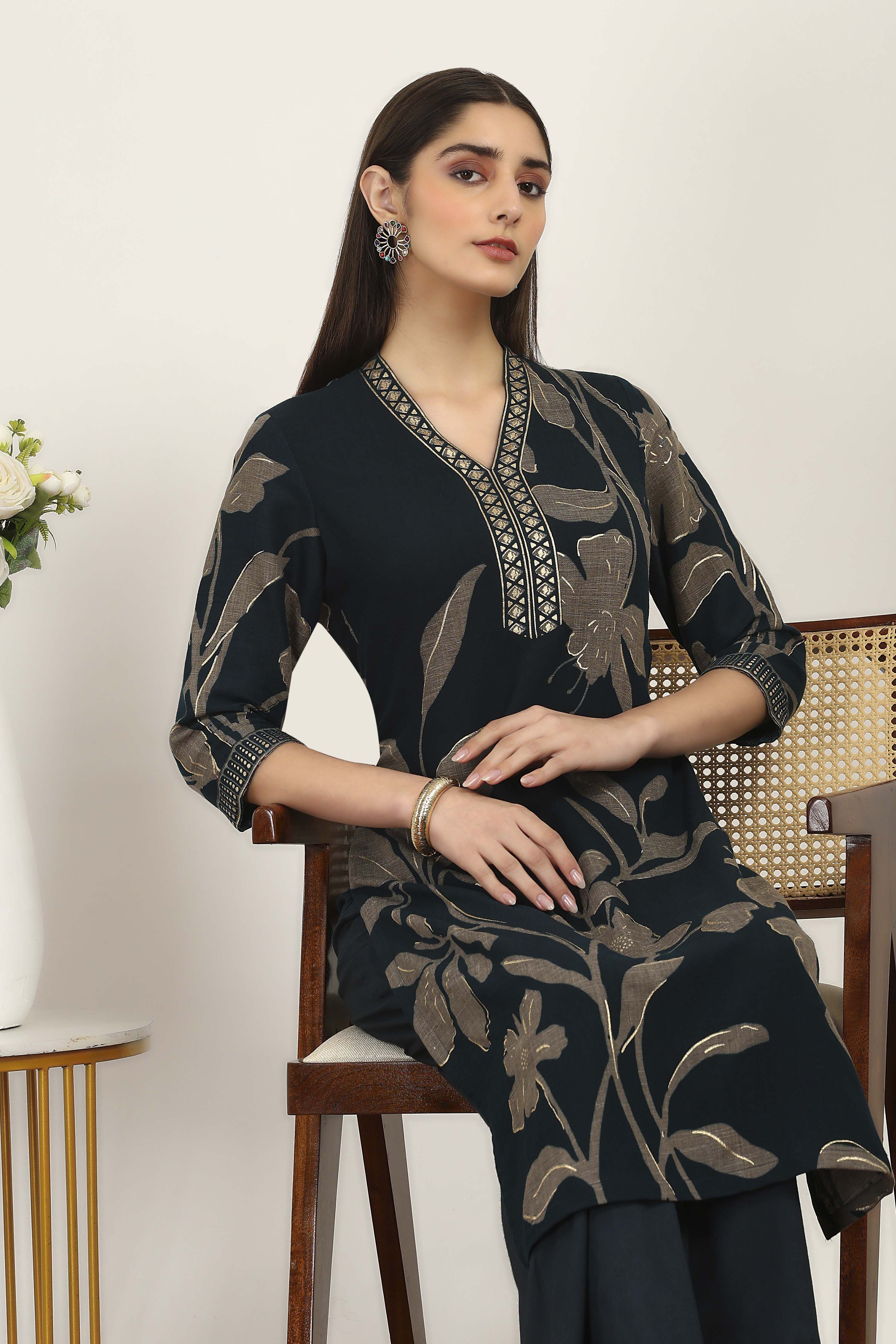 Pink Viscose Polyester Viscose Rayon Kurta Pants Set image number 6