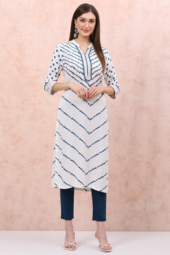 White LIVA Straight Kurta image number 0