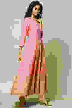 Pink LIVA Asymmetric Printed Dress image number 4
