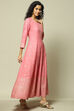 Pink LIVA Asymmetric Printed Dress image number 4