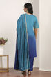 Blue Viscose Polyester Straight Suit Sets image number 4