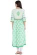 Green Cotton Kalidar Kurta image number 4