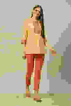 Yellow Polyester Straight Printed Top image number 0