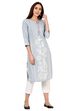 Grey Straight Cotton Kurta image number 5