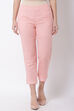 Peach Cotton Slim Straight Pants image number 0