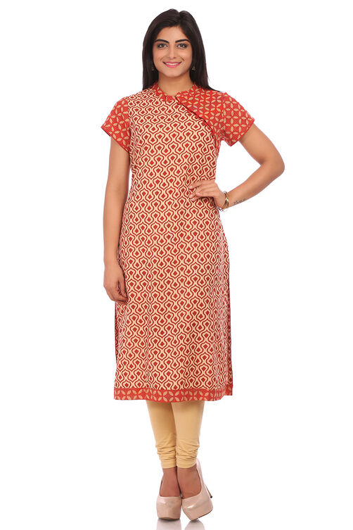 Dark Maroon Straight Cotton Kurta image number 0