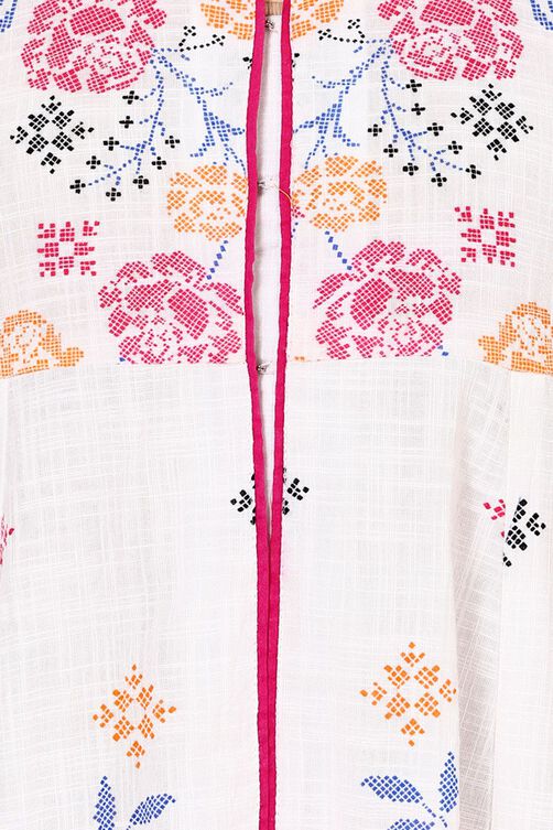 White Kalidar Cotton Kurta image number 1
