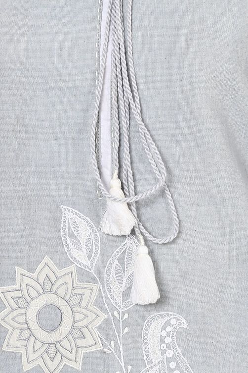 Grey Straight Cotton Kurta image number 1
