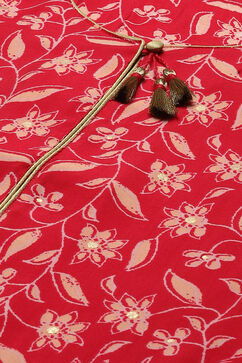 Fuchsia LIVA Straight Printed Kurta Palazzo Suit Set image number 1