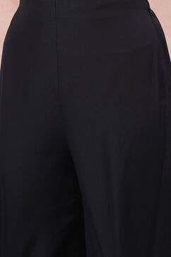 Navy Blue Art Silk Straight Suit Set image number 2