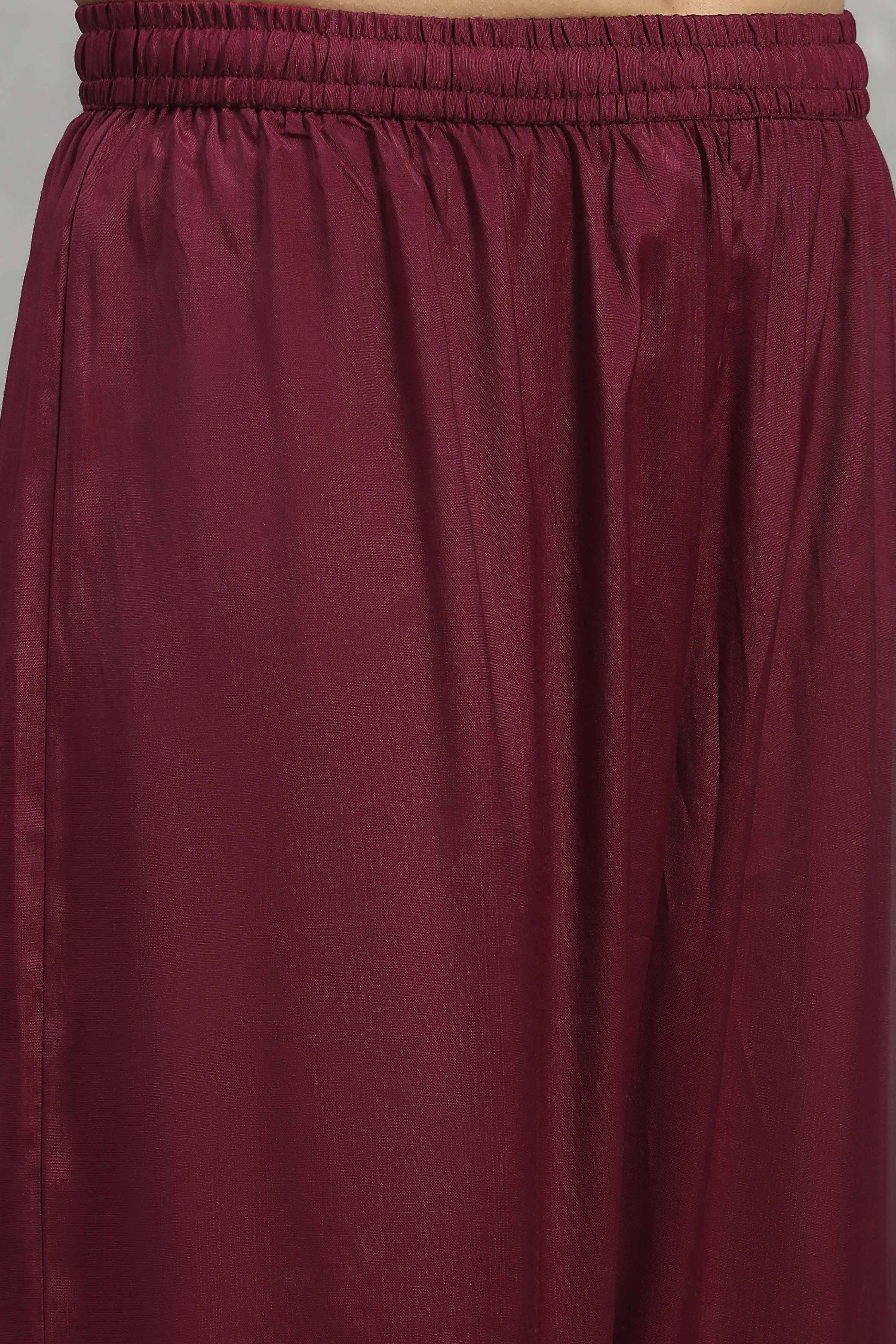 Purple Viscose Rayon Printed A-Line Kurta Pants Set image number 2