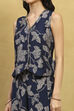 Indigo Blue Viscose Blend Printed Crop Top & Blouse Top Palazzo Set image number 1