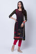 Black Viscose Rayon Straight Kurta image number 2