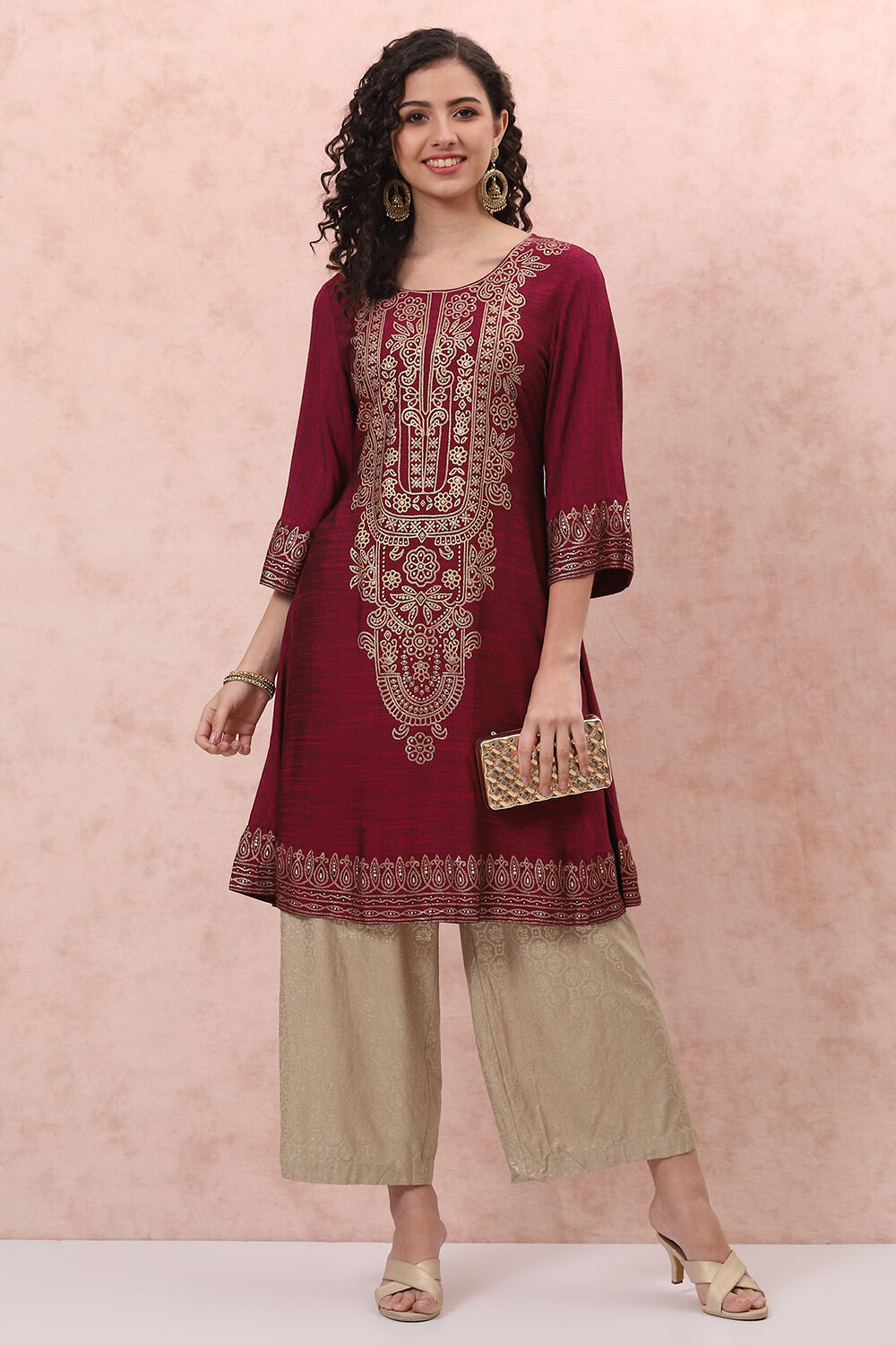 Pink A-Line Kurta image number 5