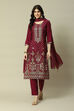 Rust LIVA Straight Printed Kurta Palazzo Suit Set image number 7