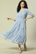 Blue Cotton Blend Kalidar Dress