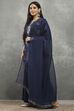 Indigo Blue Viscose Blend Printed Straight Sharara Suit Set image number 3